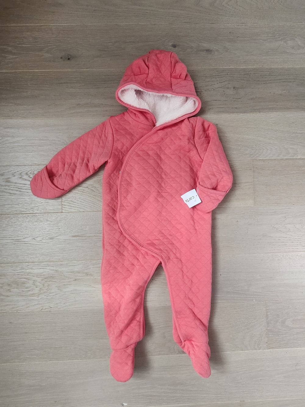 Carter's Coral Quilted Hooded Footed Bunting Suit 9 Montgs NWT